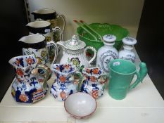 A set of three Art Deco Beswick graduated jugs, Beswick footed salad bowl with servers, Masons,