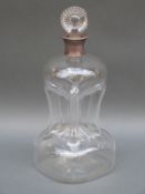 An Asprey hallmarked silver mounted glug decanter, Birmingham 1933,