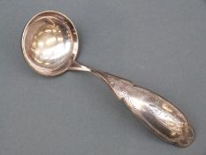 A Dutch hallmarked silver brandy ladle, assay mark for Schoonhoven date 1874, weight 47g,