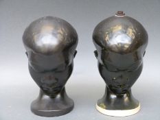 A pair of retro Dartmouth Pottery busts of African women