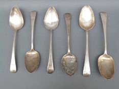 A set of four Georgian hallmarked silver Old English pattern table spoons, weight 21cm,