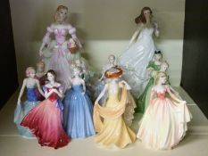Thirteen Coalport figurines
