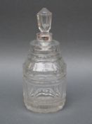 A hallmarked silver mounted cut glass scent bottle, Birmingham 1997,