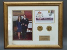Framed 2010 'The Royal Union' Prince William and Kate Middleton commemorative coins,