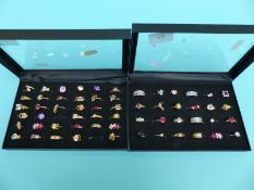 Fifty five rings set with various gemstones