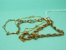 Four 9ct gold bracelets including rope twist example, weight 9.