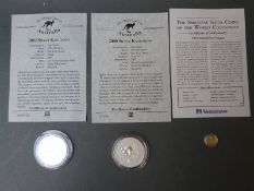 Two silver kangaroo dollars, comprising 2000 and 2003,