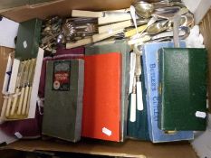 A silver plated canteen of cutlery together with various other hallmarked silver and plated
