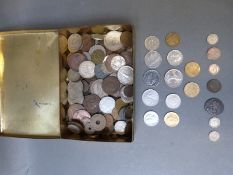 A quantity of 19thC and later world coinage including George III Hibernia farthing 1806,