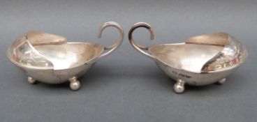 A pair of George V novelty hallmarked silver condiment/sauce boats,
