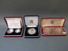 1990 silver proof five pence, two coin set,