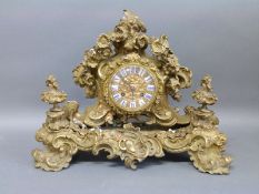 Vincent et Cie 19th century French Ormolu Louis style brass cased mantel clock,
