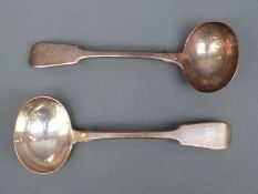 A pair of Victorian hallmarked silver fiddle pattern ladles, London 1871 maker Charmer & Co,