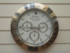 Rolex advertising clock white Daytona style,