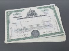 Approximately 100 Harnischeeger Corporation USA 100 share certificates 1970's,