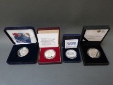 Four cased and certificated silver proof medals/coins to include Final Flight of Concorde,