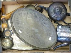 A collection of plated ware including trays,