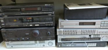 A large quantity of audio and stereo items to include Technics amplifier,