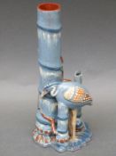 A CH Brannam Barum Pottery figural stork spill vase 1891,