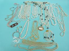 A collection of cultured pearls including some fresh water