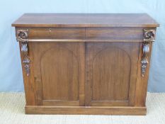 A Victorian mahogany chiffonier with two drawers and cupboard below,