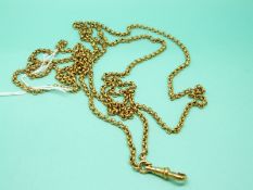 A yellow metal guard chain with clip, weight 32.