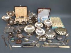 A quantity of silver plate to include cutlery, some boxed,