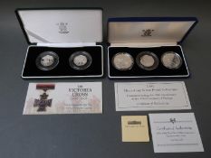 Three coin silver proof collection 1994 commemorating WWII 50th anniversary with certificates no.