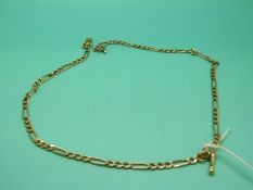 A 9ct necklace with T bar, weight 5.