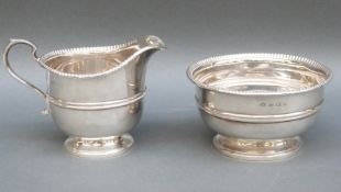 An Edward VIII hallmarked silver sugar bowl and jug, Birmingham 1936 maker Adie Brothers Ltd,