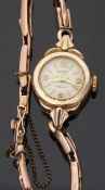 Gradus 9ct gold ladies wristwatch with 9ct gold hands and markers,