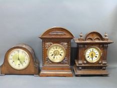 Three mantel clocks including two c1900 German examples, one Junghan's,