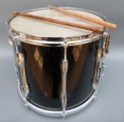 Premier snare drum with 36cm skin in black gloss finish complete with drumsticks