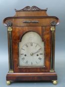 W.Johnson, The Strand, London 19th century flame mahogany shelf/mantel clock,