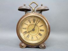 A c1900 mahogany cased alarm clock with long/intermittent alarm facility