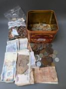 A tin containing an amateur coin collection, George II onwards, but largely world coins,