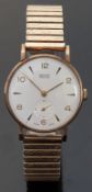 Vertex Revue 9ct gold gentleman's wristwatch with inset subsidiary seconds dial,