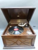 His Master's Voice oak cased wind up gramophone