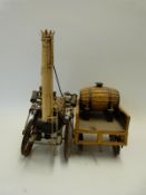 A wooden model of the Stephenson's Rocket and tender,