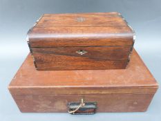 A rosewood writing slope, width 30.