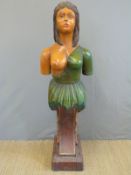 A carved wood painted ship's figurehead style figure,