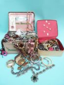 A collection of costume jewellery to include buttons, beads,