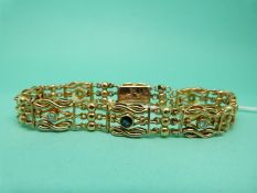 An Edwardian sapphire and diamond bracelet marked 15, 22.4g.