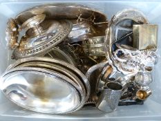 A quantity of silver plate to include serving dishes