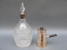 A George V hallmarked silver mounted cut glass decanter, London 1912, height 28cm,