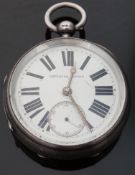 Hallmarked silver 'Improved Patent' pocket watch with inset subsidiary seconds dial, Roman numerals,