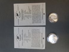 A silver 1995 'Charles Todd' 5 dollar Australian coin,