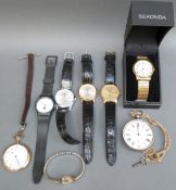 Eight various wrist and pocket watches to include a 9ct gold Summit, gold plated pocket watch,