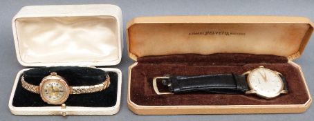 An Edwardian 9ct gold ladies wristwatch with Arabic numerals,