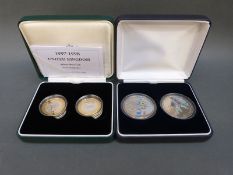 A 1997-1998 UK silver proof two coin set, cased with certificate,